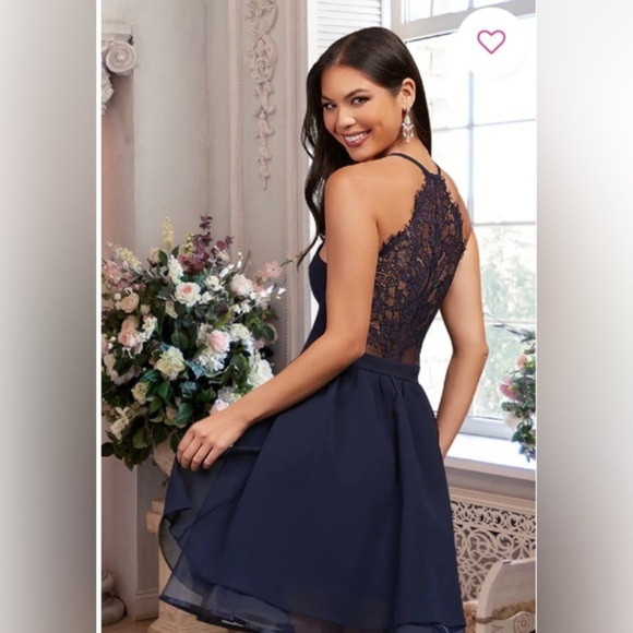 MANIJU CHIFFON LAYERED DRESS with LACE BACK - Picture 11 of 12